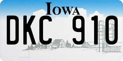IA license plate DKC910