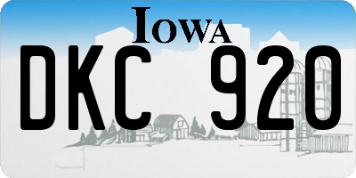 IA license plate DKC920