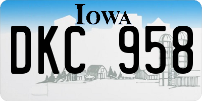 IA license plate DKC958