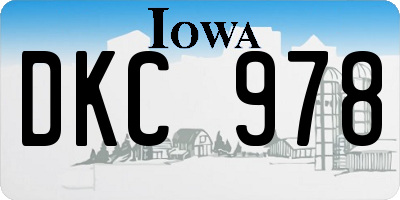 IA license plate DKC978