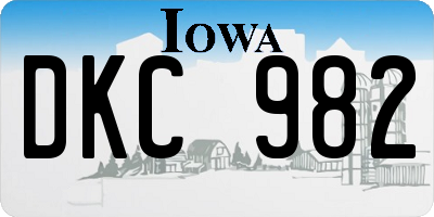 IA license plate DKC982