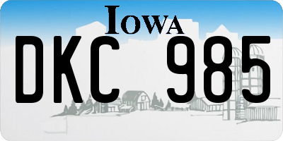 IA license plate DKC985