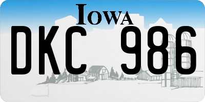 IA license plate DKC986