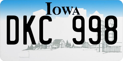 IA license plate DKC998