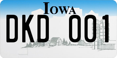IA license plate DKD001