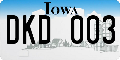 IA license plate DKD003