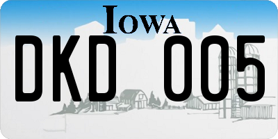 IA license plate DKD005