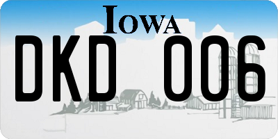 IA license plate DKD006