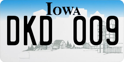 IA license plate DKD009