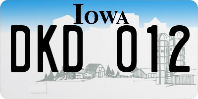 IA license plate DKD012