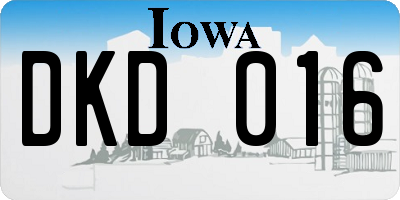 IA license plate DKD016
