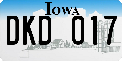 IA license plate DKD017