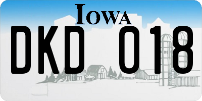 IA license plate DKD018