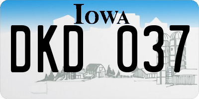 IA license plate DKD037