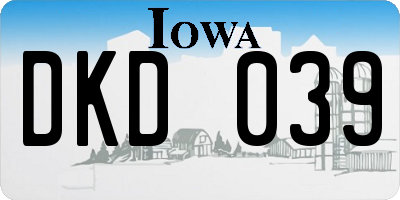 IA license plate DKD039