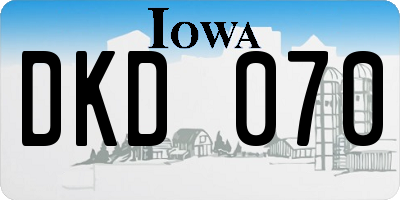 IA license plate DKD070