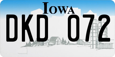 IA license plate DKD072