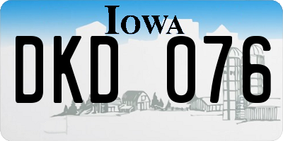 IA license plate DKD076