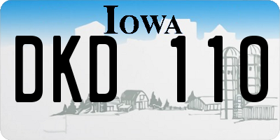 IA license plate DKD110