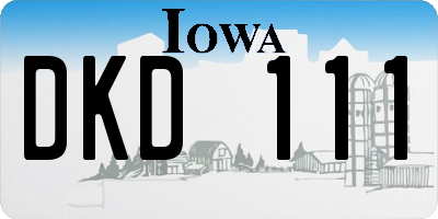 IA license plate DKD111