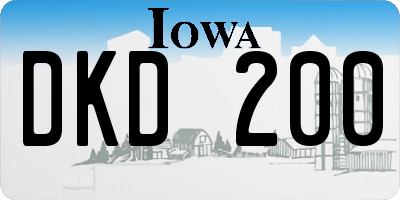 IA license plate DKD200