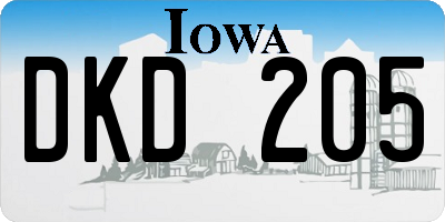 IA license plate DKD205