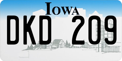 IA license plate DKD209