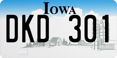 IA license plate DKD301