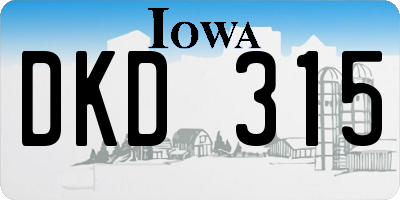 IA license plate DKD315