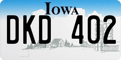 IA license plate DKD402