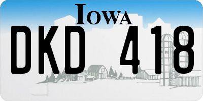 IA license plate DKD418