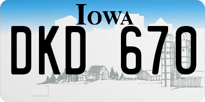 IA license plate DKD670