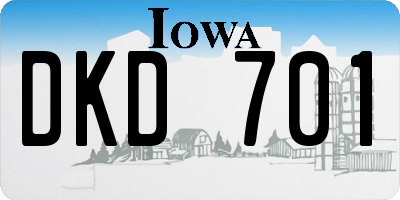 IA license plate DKD701