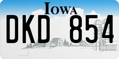 IA license plate DKD854