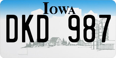 IA license plate DKD987