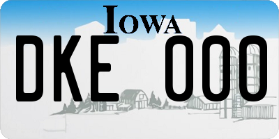 IA license plate DKE000