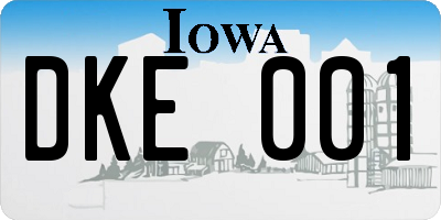 IA license plate DKE001