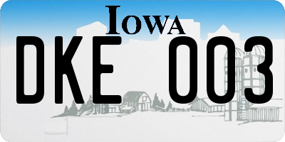 IA license plate DKE003