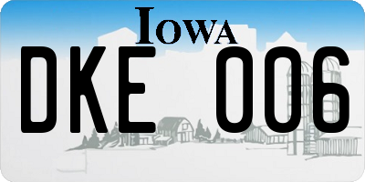 IA license plate DKE006