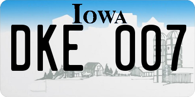 IA license plate DKE007