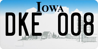 IA license plate DKE008
