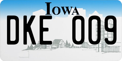 IA license plate DKE009