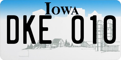 IA license plate DKE010