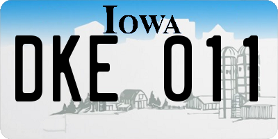 IA license plate DKE011