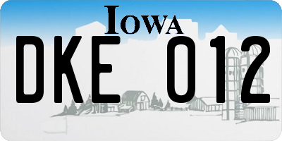 IA license plate DKE012