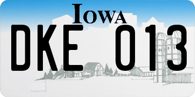 IA license plate DKE013