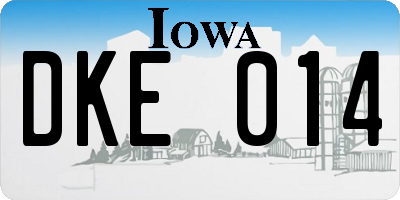 IA license plate DKE014