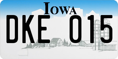 IA license plate DKE015