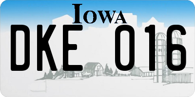 IA license plate DKE016