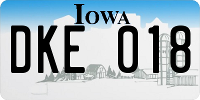 IA license plate DKE018